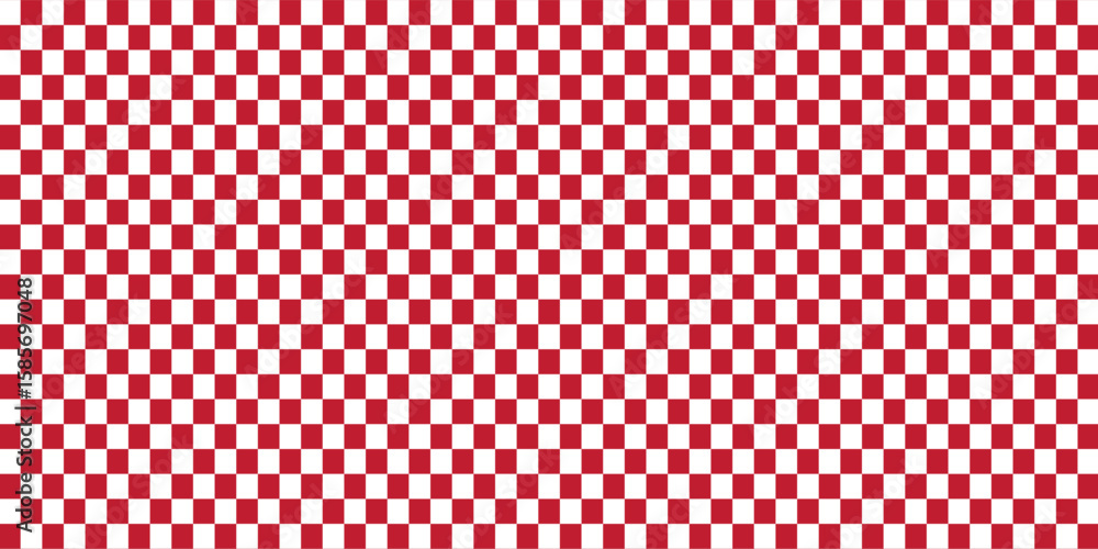 Poster red and white checkered pattern, checkerboard seamless pattern