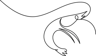 Shrimp continuous one line drawing minimalist style isolated on white background