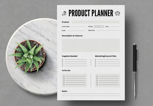 Product Planner Printable Business Launch Organizer Editable Template