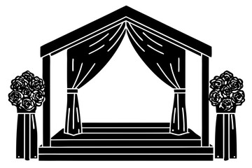 wedding ceremony square made of wood and decorated 