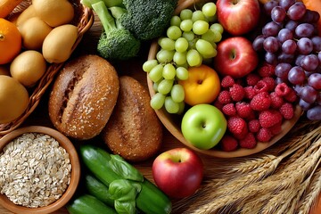 Low glycemic foods ideal for a diabetic diet, including fresh fruits, vegetables, and whole grains, carefully selected for optimal health.