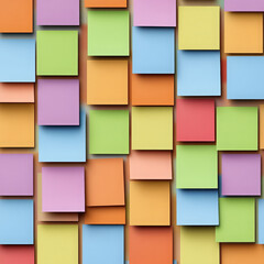 Colorful sticky note paper pattern stack square background cheerful office reminder