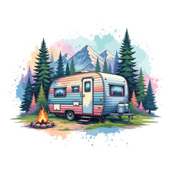 Camping Watercolor Sublimation
