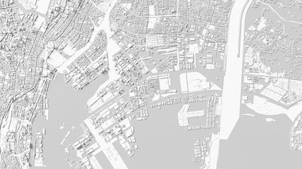 3D render map of Tokyo cityscape. 3D illustration of a top view of Tokyo, Japan.