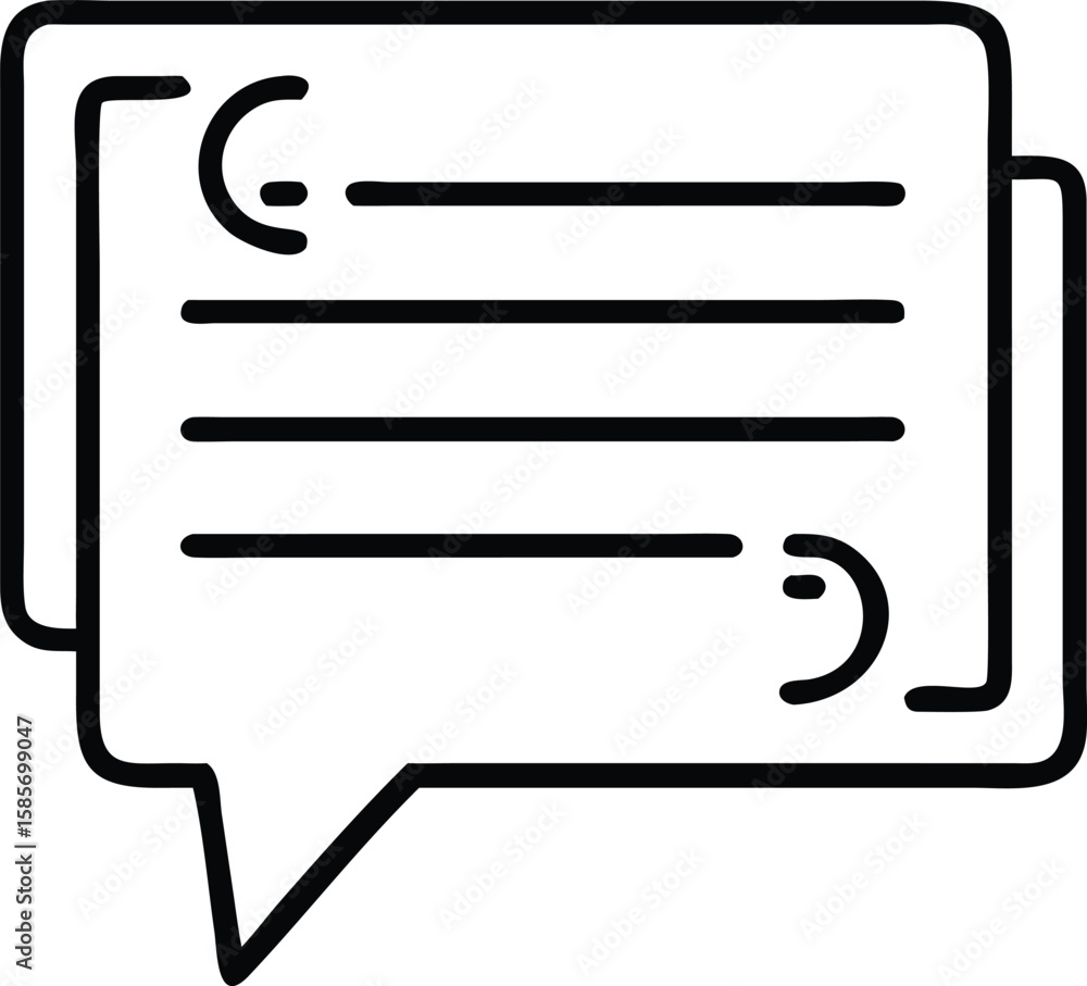 Poster line art illustration of message bubbles with text for website interface