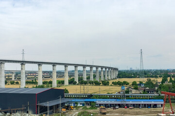 Obraz premium High-speed railway elevated Bridges, road traffic facilities in Chengdu, Sichuan Province