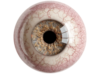 Realistic human eye macro shot detailed iris anatomy, Isolated On White, Transparent Background, Png
