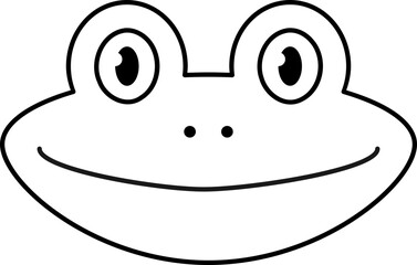Cute Frog Face Outline Icon Illustration