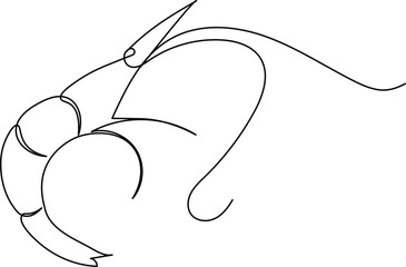 Shrimp continuous one line drawing minimalist style isolated on white background