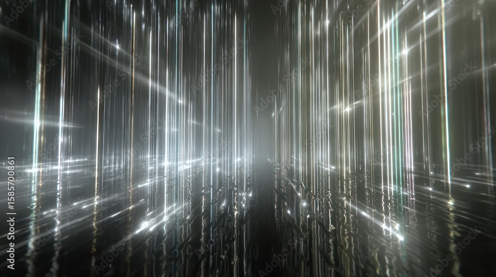 Poster abstract silver lines with light streaks creating a futuristic and modern background design effect