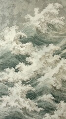 Sea wave traditional painting japanese.