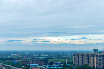 Obraz premium The scenery of the buildings around Deyang Railway Station in Sichuan Province, China