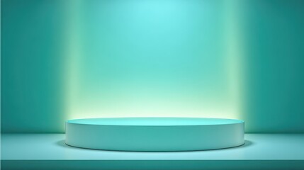 High-quality photo of high-quality photo of abstract pastel teal color and gradient cyan light background with mint green table backdrops display product design. Turquoise empty.