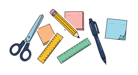 Creative School and Office Supplies Illustration