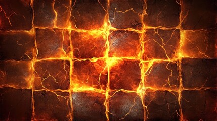 Fiery stone grid pattern