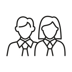 Icon of business team ready to work. Office employee wear tie. Vector illustration. Characters profile line design. Group of office workers male and female