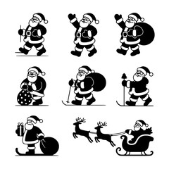 Santa Claus Silhouette Set - Christmas Icon Collection