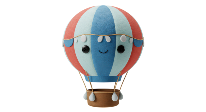 Adorable Smiling Hot Air Balloon Character