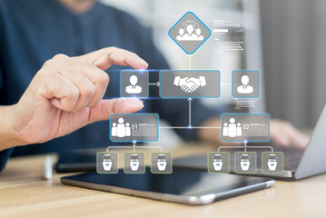 People in business office rely on AI-powered flowchart, diagram, and chart to navigate leadership changes, team structure, job control, and organisation politics
