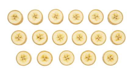 Banana slices arrangement for healthy lifestyle concept isolated PNG with Transparent Background