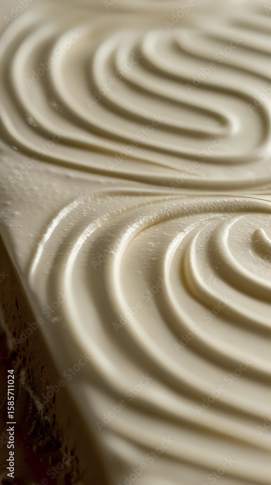 Poster creamy swirled texture of soft serve ice cream or frosting with smooth spiral patterns creating an e