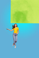 Exclusive artwork banner creative collage of happy girl guy dance chill party relax weekend...