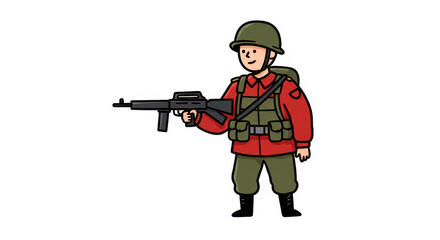 Cartoon Soldier with Rifle Sticker