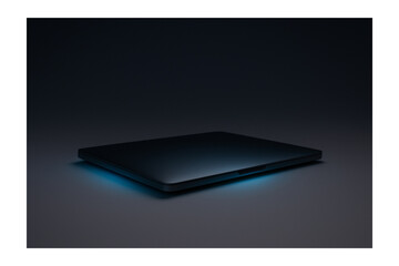  Futuristic Black Laptop with Blue Underglow – Minimalist Tech Mockup