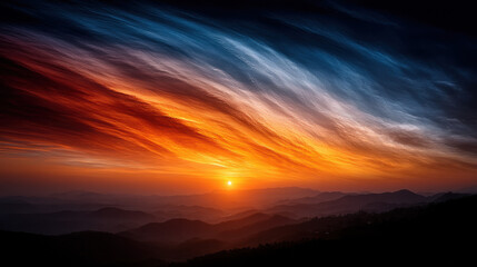 Obraz premium Stunning Sunset Over Mountain Ranges