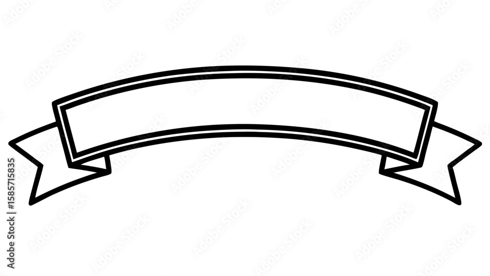 Poster a simple black and white banner with a double outline and pointed edges on a white background space