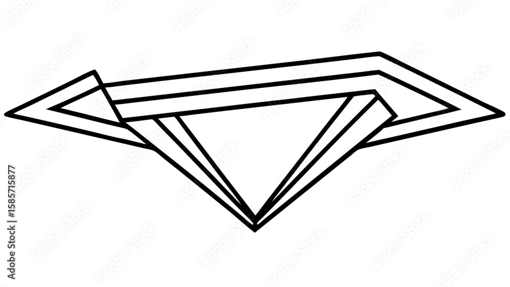 Poster abstract geometric shape with overlapping polygons in black outline design on white background art c