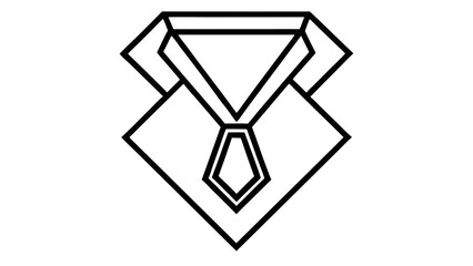 Geometric outline of a suit with a tie forming a diamond shape in a minimalist black and white design