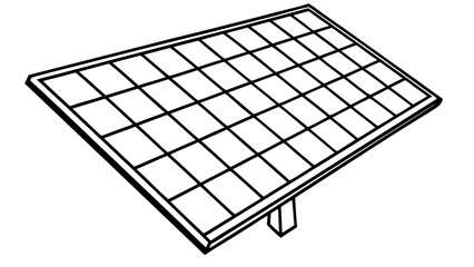 A solar panel with a grid pattern and a simple stand on a white background