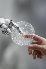 An AI agent acts as a virtual assistant, for support as an AGI artificial general intelligence representative symbolizing agentic robot autonomy, and humanoid superintelligence technology
