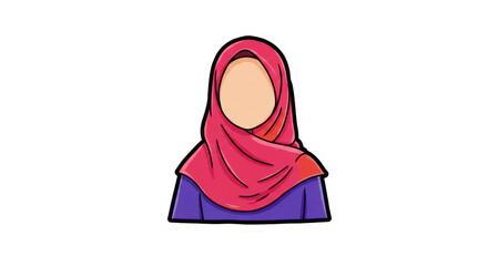Stylized Muslim Woman with Pink Hijab Illustration