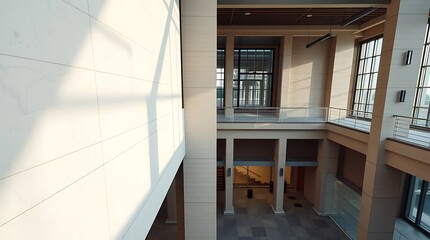 Fototapeta premium Precise architectural color photograph of Lifestyle, from a high angle, displaying gentle soft light, diffused shadows, sharp lines, detailed structures, and a wide angle perspective