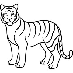 Minimalist Full Body White Tiger Vector Illustration