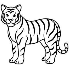 Obraz premium Minimalist Full Body White Tiger Vector Illustration