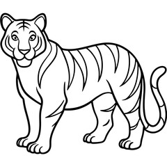 Minimalist Full Body White Tiger Vector Illustration
