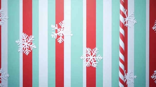 Festive Stripes and Delicate Snowflakes: A vibrant holiday pattern with alternating red, blue, and white vertical stripes, embellished with charming snowflake accents.