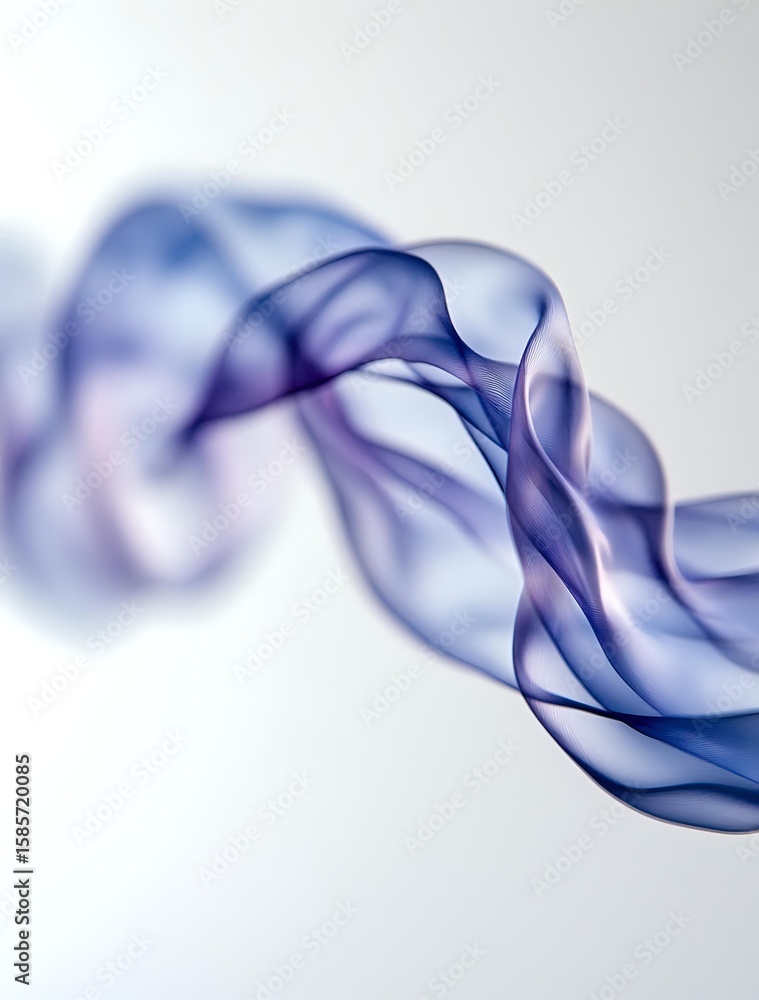 Aufkleber ethereal blue smoke swirls creating elegant curves and waves against white background, with delicate