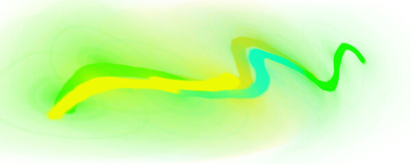 Green and yellow neon wave glowing on transparent background with digital swirl motion, effect overay