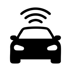 Obraz premium Autonomous smart car icon with wireless connection and AI mobility