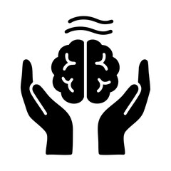 Obraz premium Mental health protection icon showing care and emotional support for the brain