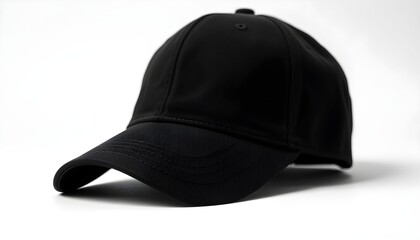 Fototapeta premium a photo of a black baseball cap, detailed, realistic, high quality, highly detailed, 4k, sharp focus, studio lighting 