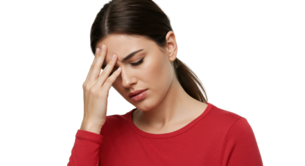 Woman suffering from a headache isolated PNG with Transparent Background