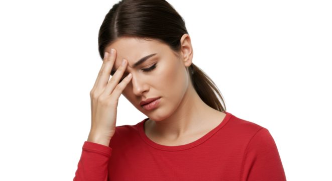 Woman suffering from a headache isolated PNG with Transparent Background