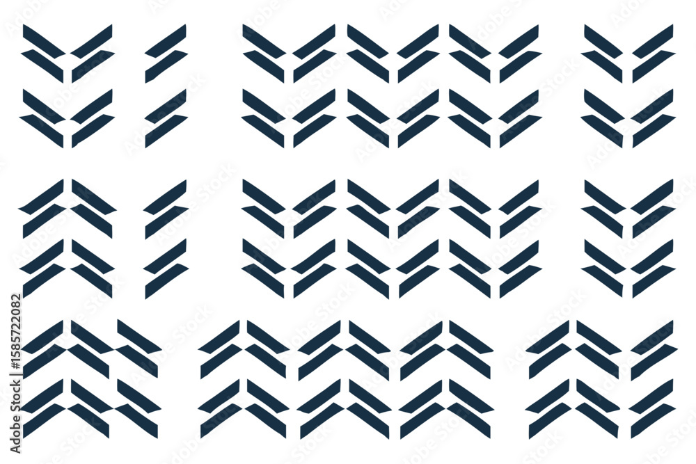 Poster pattern of dark blue chevron shapes arranged in rows and columns on a white background design elemen