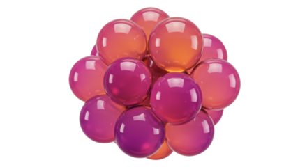 Translucent pink and orange water beads isolated PNG with Transparent Background