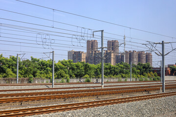 The high-speed rail tracks of China's transportation road facilities